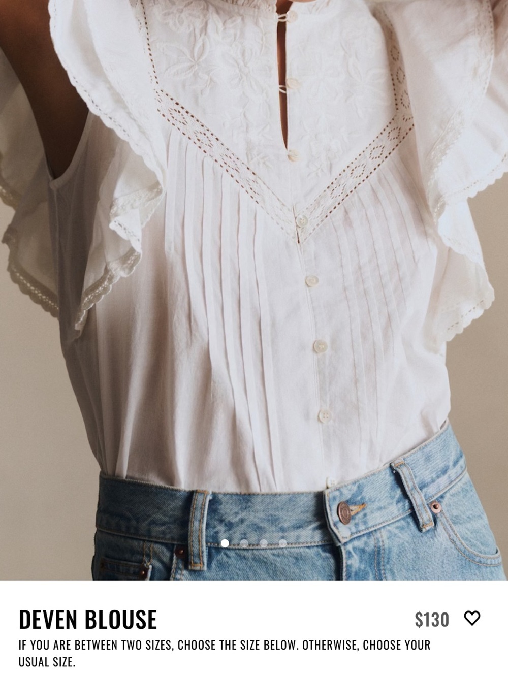 Sézane White Ruffled Button-Front Blouse - Picture 4 of 5